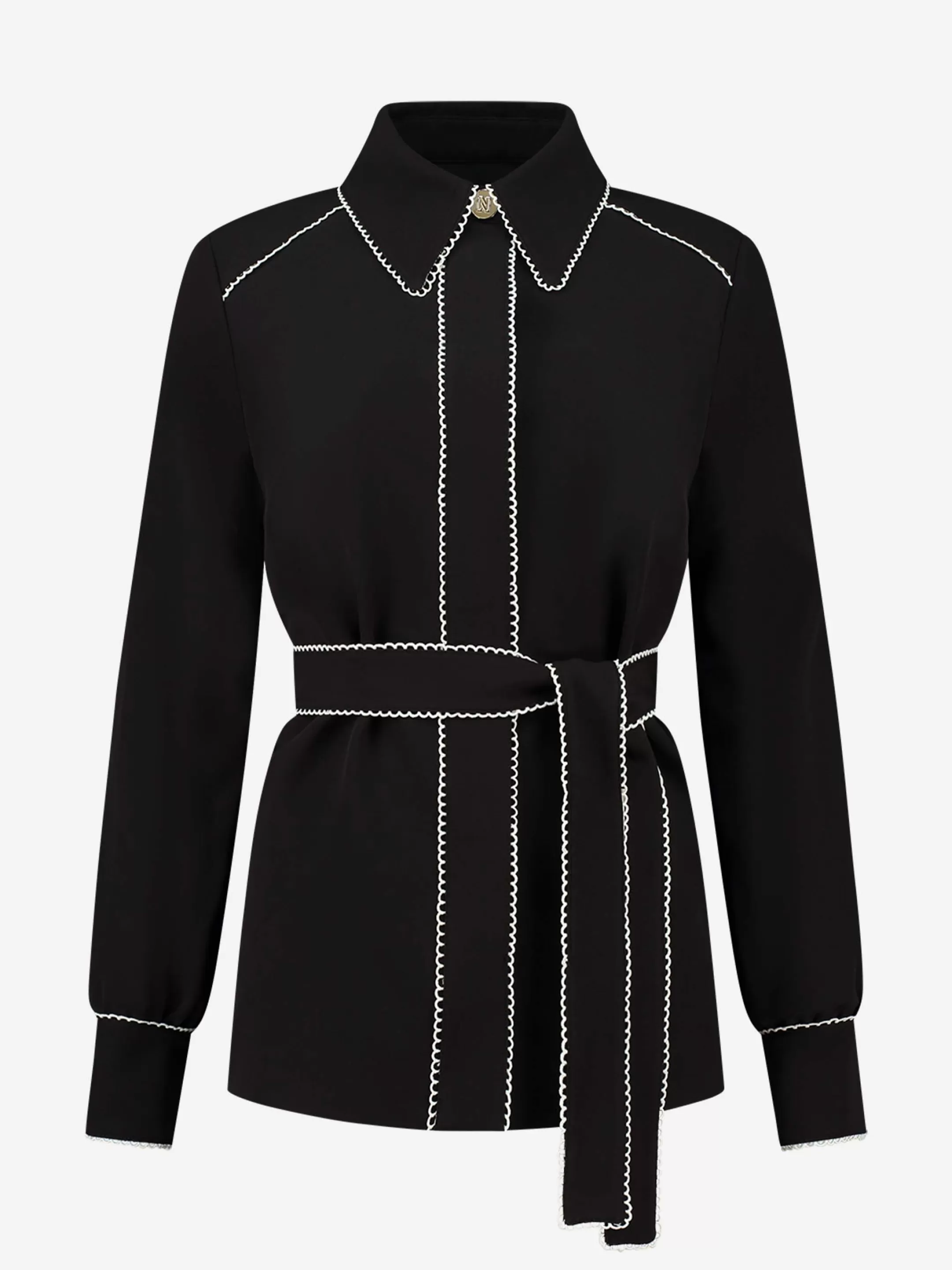 Best Sale Contrasterende blouse met ceintuur Blouses | Sets