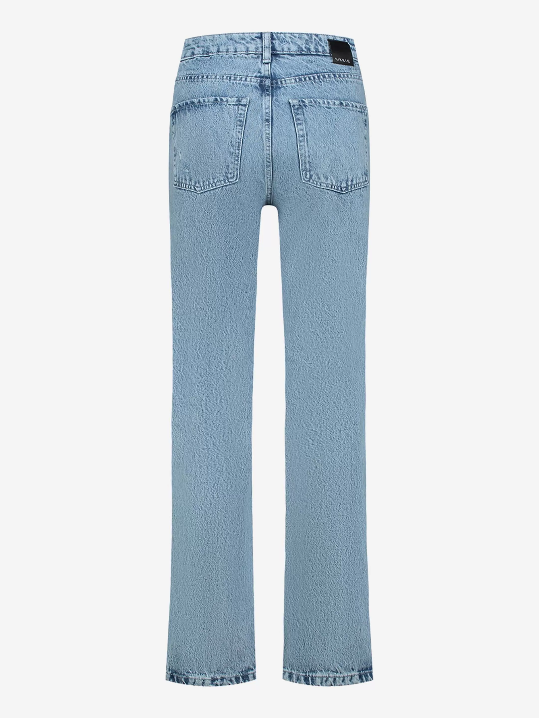 Best Sale HIGH RISE DENIM JEANS MET SCHEUREN Broeken