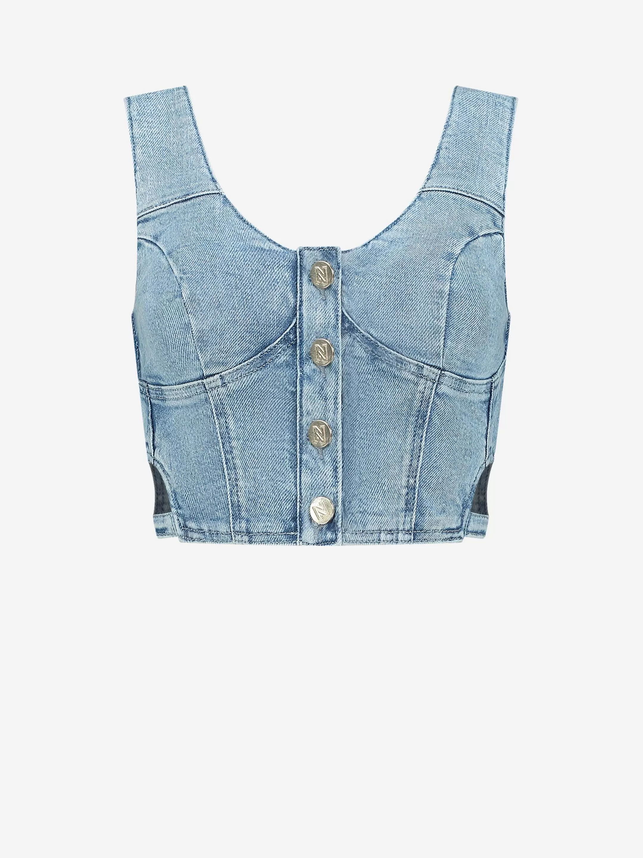 Cheap Korte denim top met cut out Tops