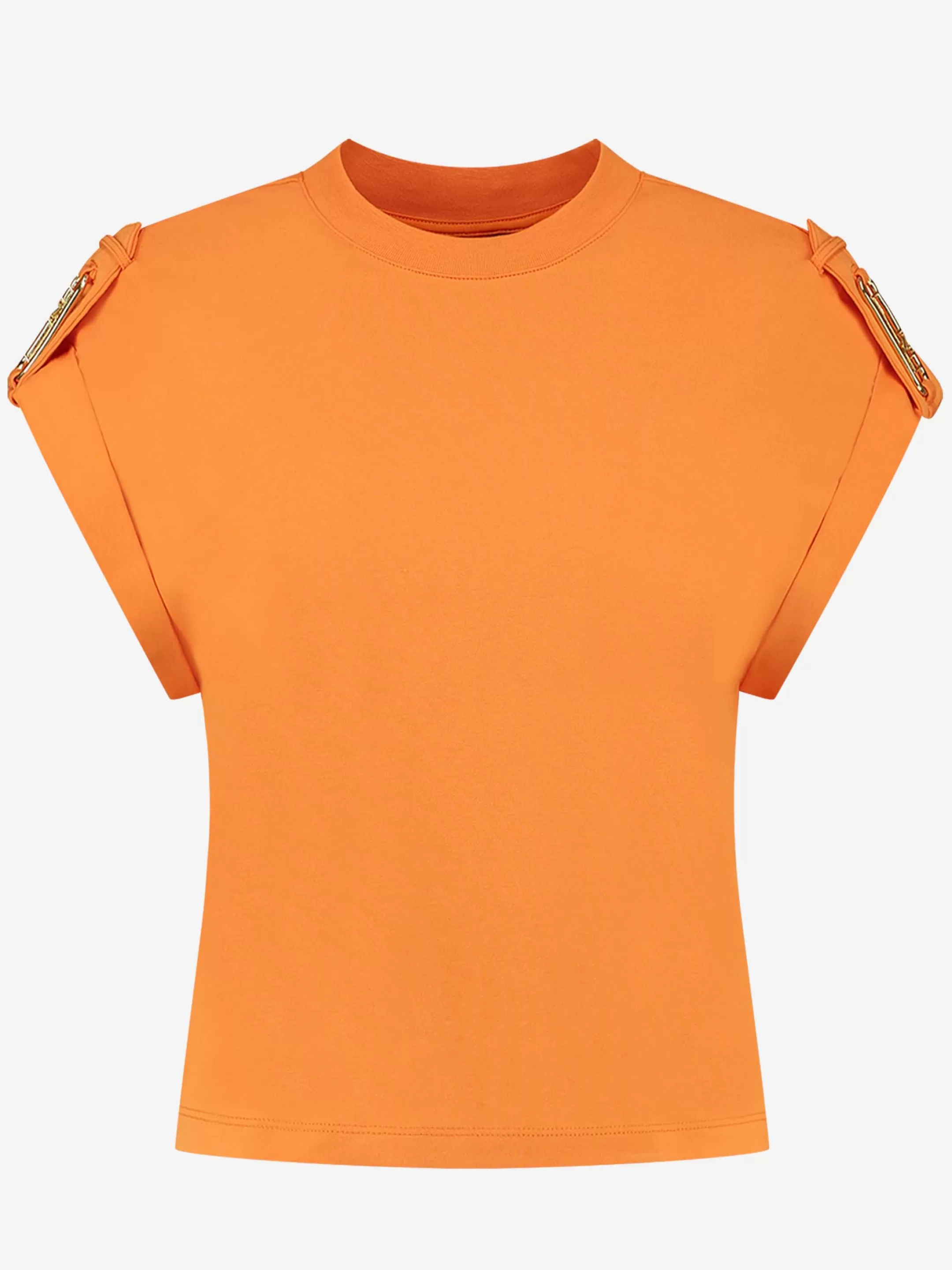 Flash Sale LOOSE FIT T-SHIRT MET OPGEROLDE MOUWEN T-shirts