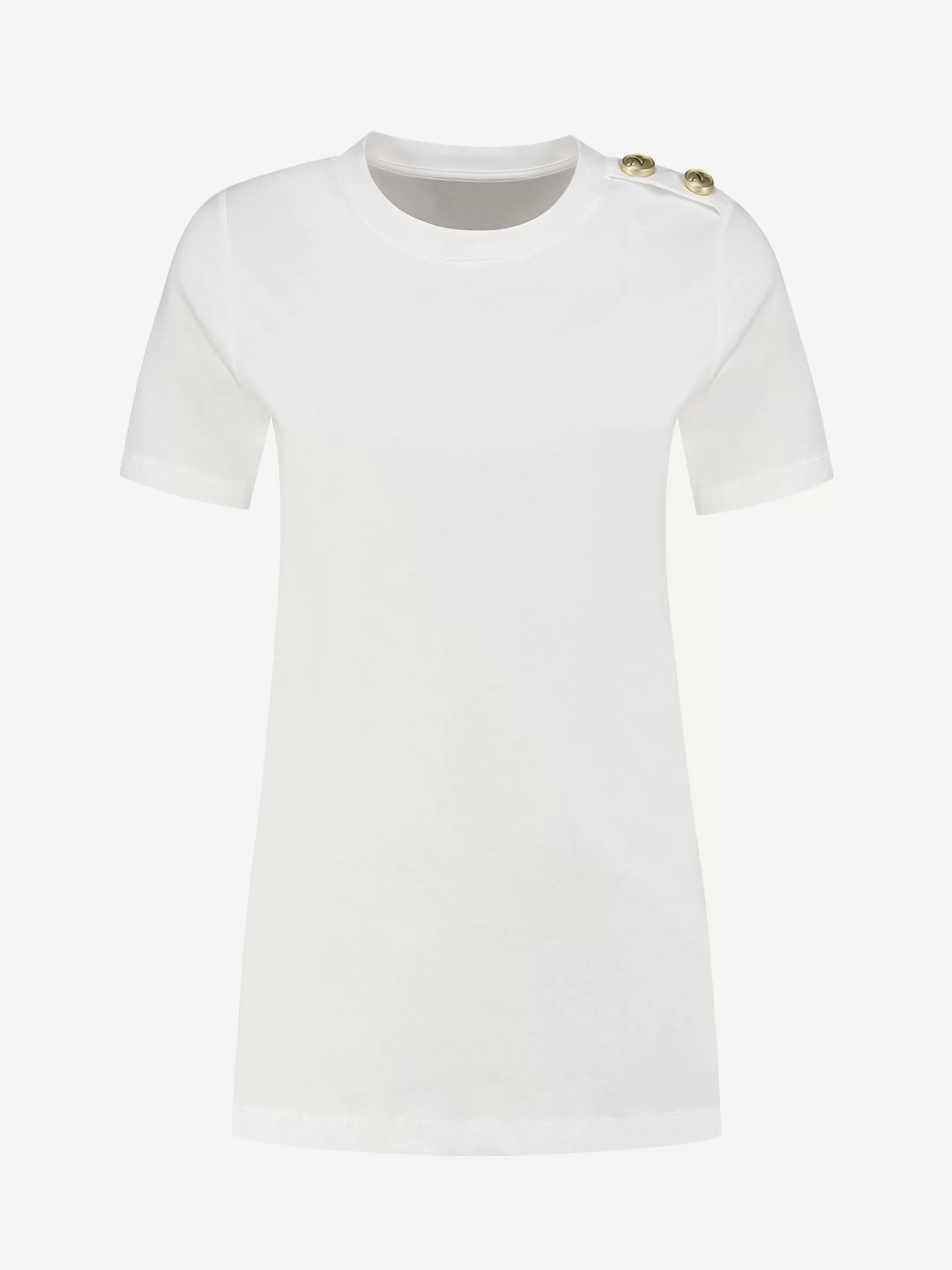 Cheap T-SHIRT MET KLEINE KNOPEN OP SCHOUDER T-shirts