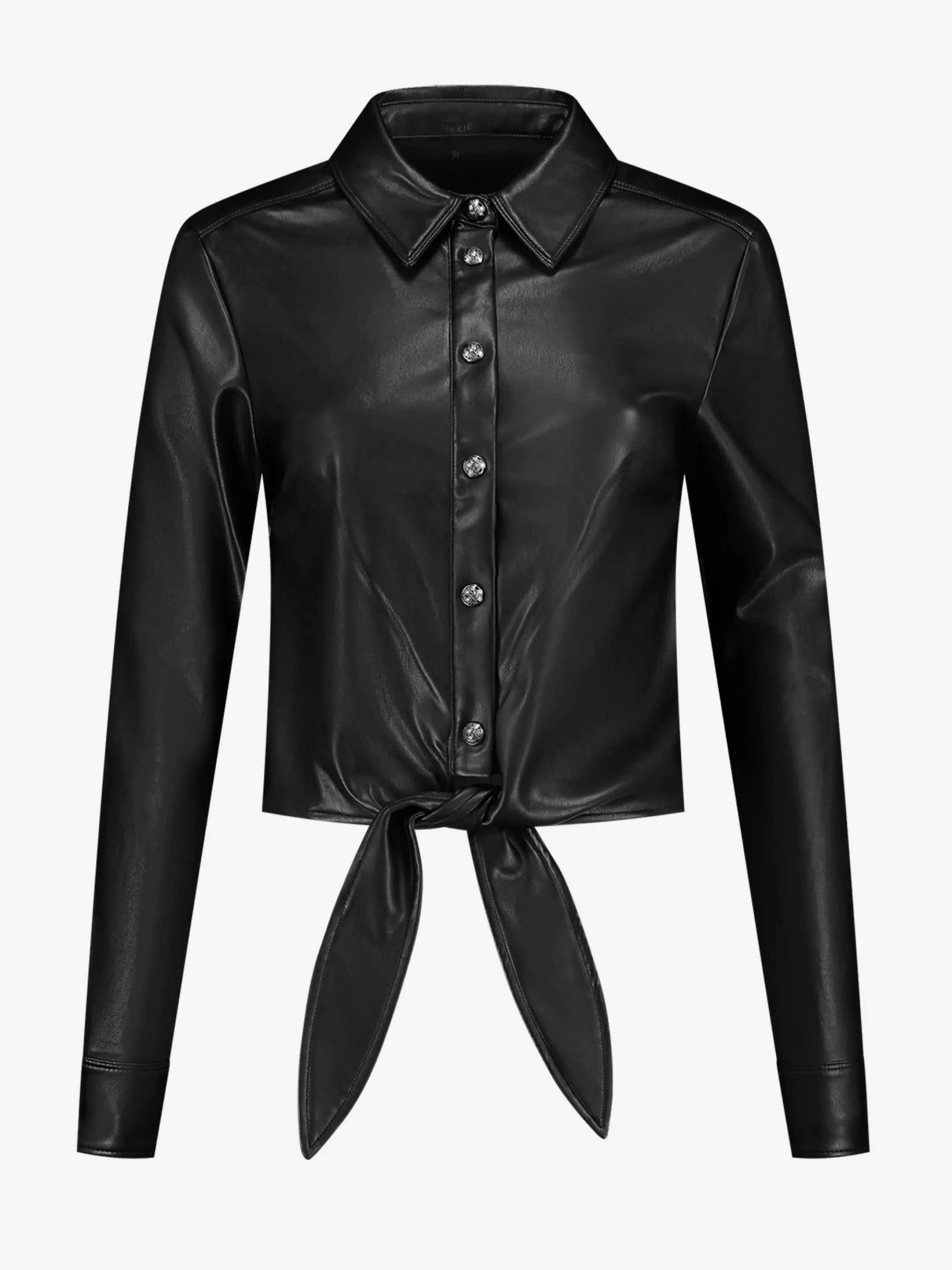 Cheap VEGAN LEREN BLOUSE MET STRIK   Blouses